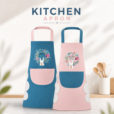 Waterproof & Oil-Resistant Kitchen Apron – Cooking Apron with Absorbent Hand Towels & Large Pocket for Cooking, Baking & Cleaning